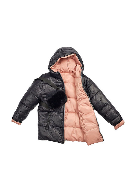 Kids' Casual Jacket Long with Hood Black