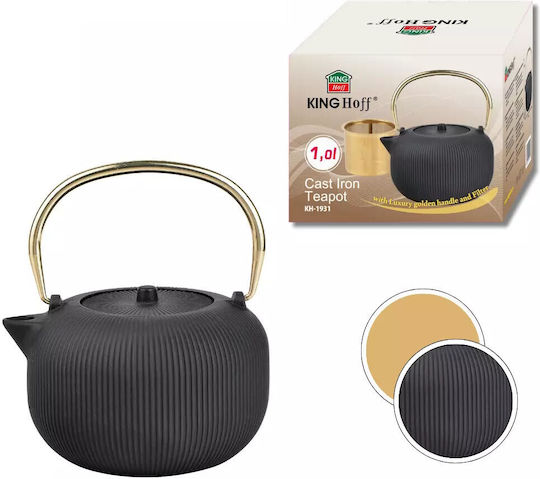 KING Hoff Ceainic cu Filtru Din fontă Negru 1000ml