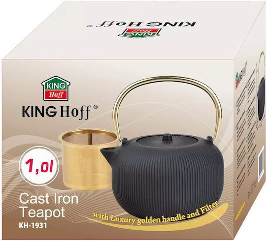 KING Hoff Ceainic cu Filtru Din fontă Negru 1000ml