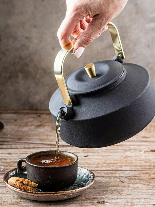 KING Hoff Teapot with Filter Cast Iron Black 1000ml