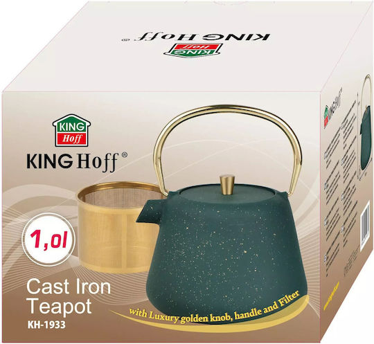 KING Hoff Kettle Чайник с Филтър Чугунен Зелен 1000мл