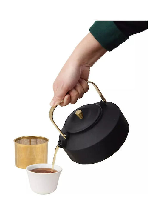 KING Hoff Teapot with Filter Cast Iron Black 1000ml