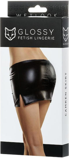 Glossy Wetlook Φούστα Μαύρη