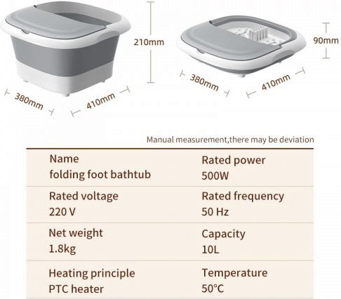 Electric Foot Bath with Infrared Heating and Vibration White