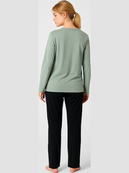 Cherry Winter Damen Pyjama-Set Bay Leaf Mint