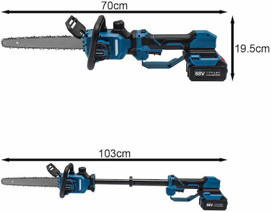ee10107 Pile De Ferăstrău Telescopic Cu 2 Baterii 21V Lungime Totală 103cm Și Lamă 30cm