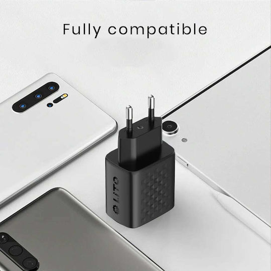 Lito Charger GaN with USB-A Port and USB-C Port and Cable USB-C - USB-C 20W Power Delivery Blacks (LC15)