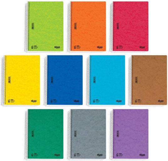Skag Spiral Caiet Cu dungi A4 90 de Foi 3 de Subiecte Basic 1buc (Diverse modele/culori)