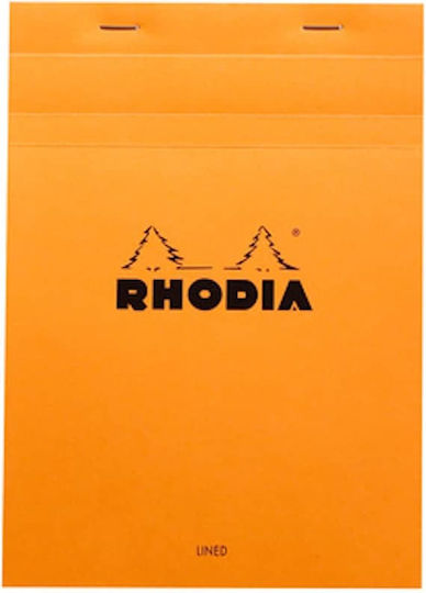 Rhodia Μπλοκ Σημειώσεων A5 150 Φύλλων Ριγέ Πορτοκαλί