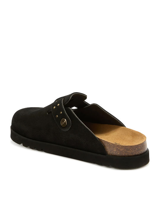 Benny Anatomical Leather Women's Slippers Black