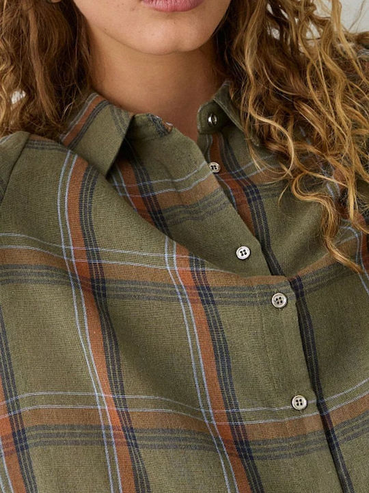Women's Checked Long Sleeve Shirt Olive