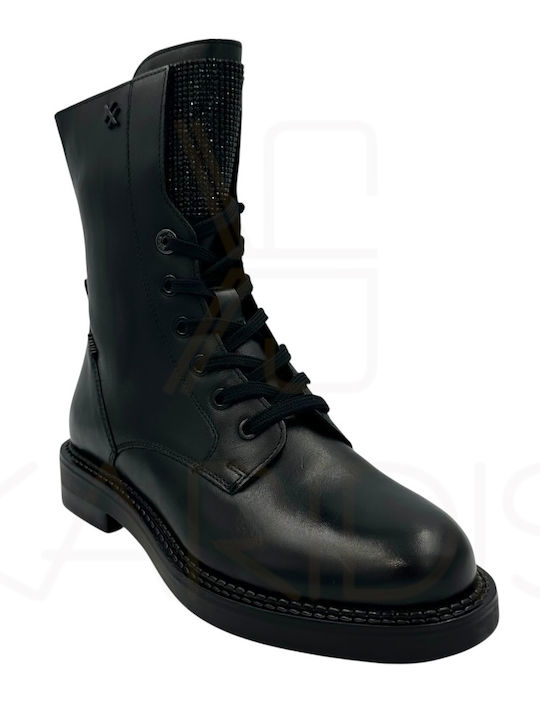 Leder Stiefeletten Damen Schwarz