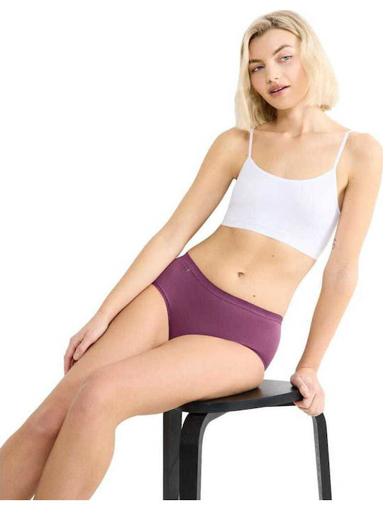 Basic Midi High Waist Women's Slip 3Pack Ecru/pink/purple