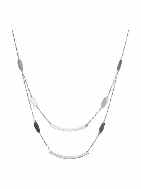 Double Necklace Made of 14K White Gold