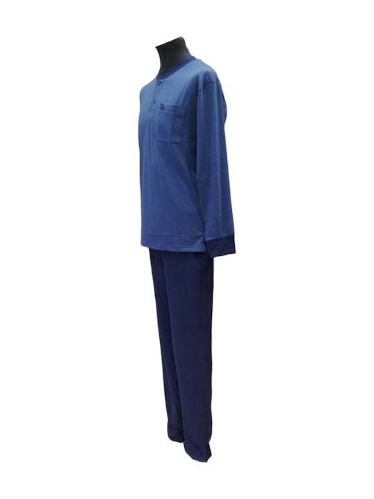 Lanotte Winter Men's Cotton Pajama Blue