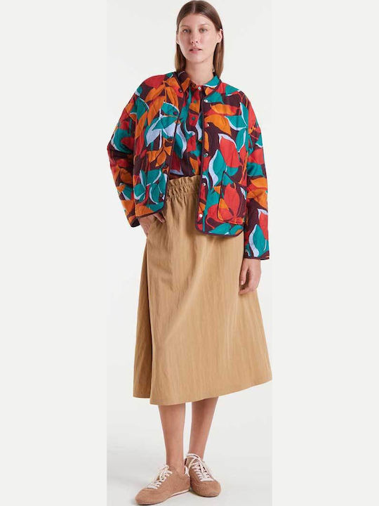 High-waisted Midi Skirt Camel