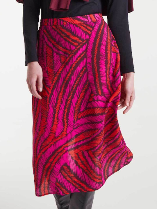 High-waisted Midi Skirt Fuchsia