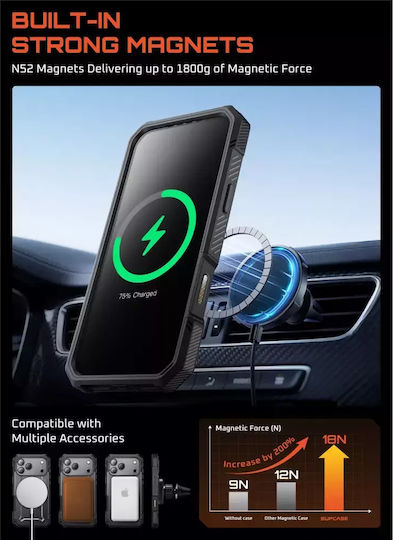 Supcase Ub Grip Pro Mag Back Cover Tempered Glass / Silicon / Plastic Negru (iPhone 17 Pro Max)