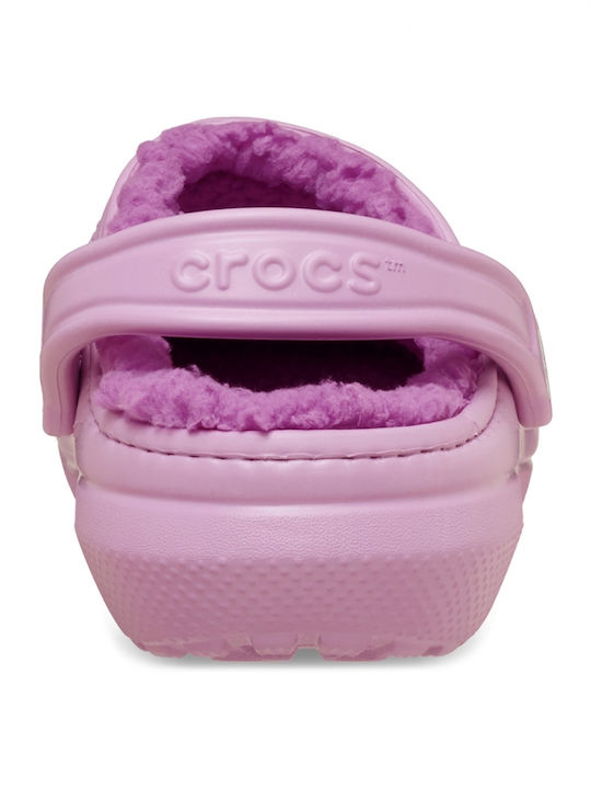 Crocs Classic Lined Woman Clogs with Fur Purple
