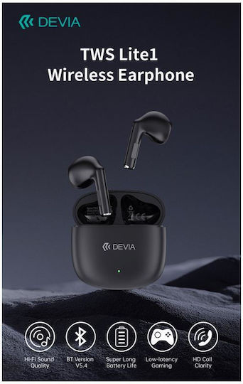 Devia EM404 Lite1 Earbud Bluetooth Handsfree Earphones with Charging Case Black