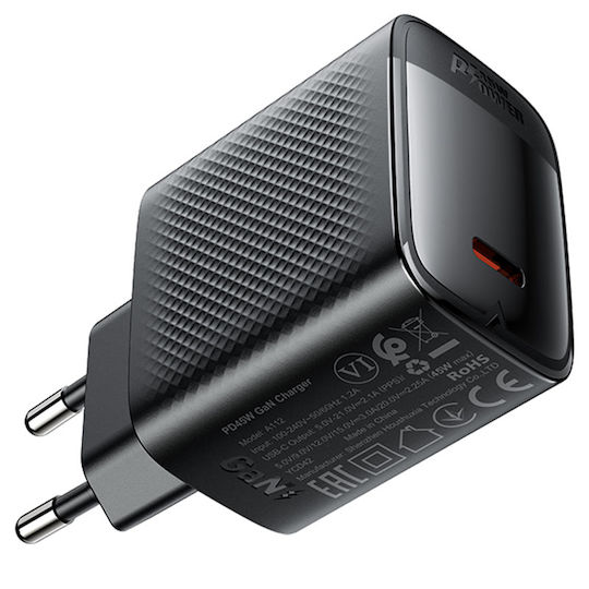 Acefast Φορτιστής Χωρίς Καλώδιο GaN με Θύρα USB-C 45W Power Delivery Μαύρος (A112)