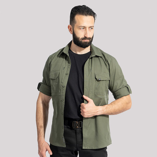 Pentagon Plato Κυνηγετικό Πουκάμισο Κοντομάνικο Πουκάμισο Khaki Χακί