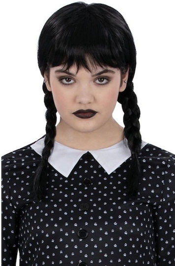 Gothic School Girl Plait Wig Карнавална Перука Детско с Плитки Брюнетка за Хелоуин