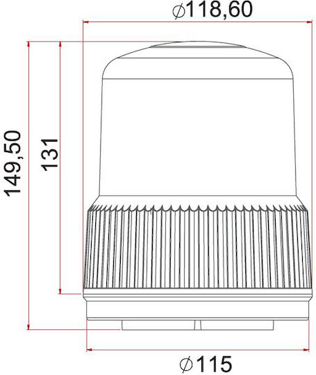 Mars Tech Auto-Leuchtturm LED 12 / 24V Wasserdicht 300cm mit Orange Beleuchtung