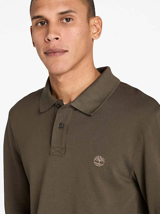 Millers River Polo Long Sleeve Blouse Dark Olive Green