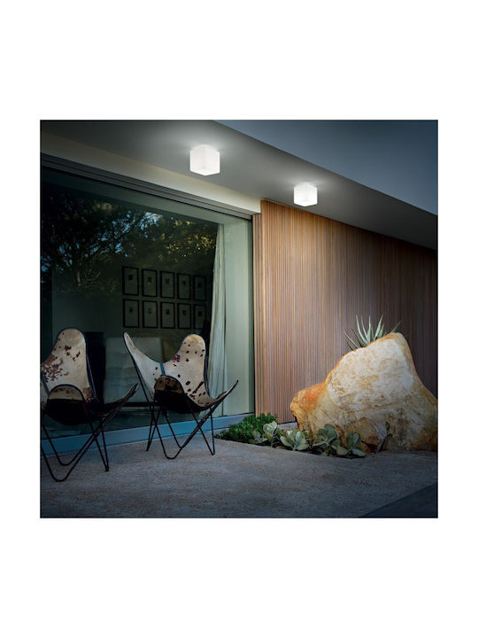 Ideal Lux Luna PL1 Small Πλαφονιέρα Οροφής Εξωτερικού Χώρου G9 σε Λευκό Χρώμα 213200