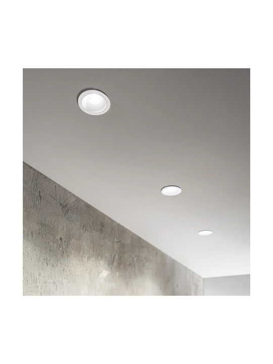Ideal Lux Round Στεγανό Σποτ Οροφής Εξωτερικού Χώρου με Ενσωματωμένο LED σε Λευκό Χρώμα 313191