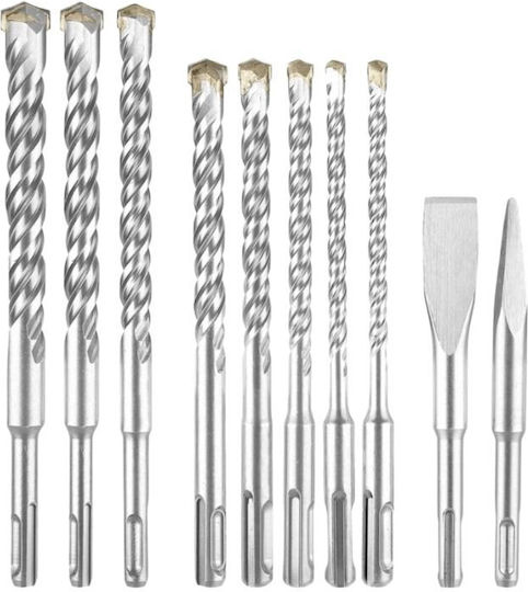 Wadfow Set Chisel Bits & Drill with SDS Plus Socket 10pcs
