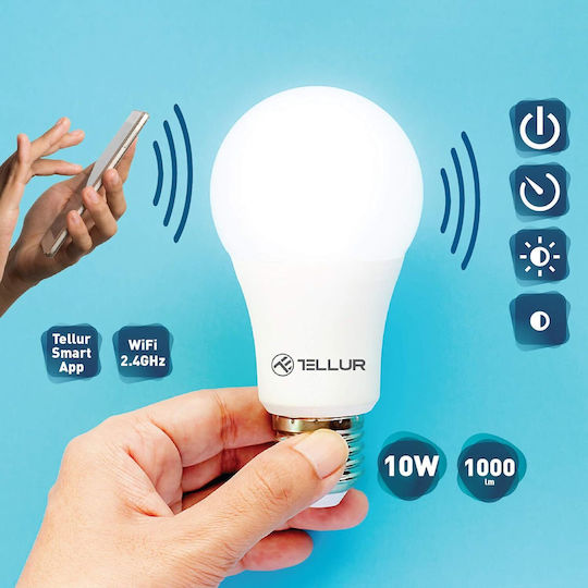 Tellur Smart Λάμπα LED 10W για Ντουί E27 Ρυθμιζόμενο Λευκό 1000lm Dimmable