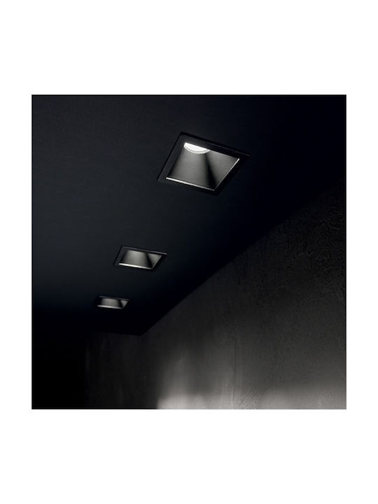 Ideal Lux Τετράγωνο Μεταλλικό Χωνευτό Σποτ με Ενσωματωμένο LED και Θερμό Λευκό Φως Μαύρο 7.5x7.5εκ. 1τμχ
