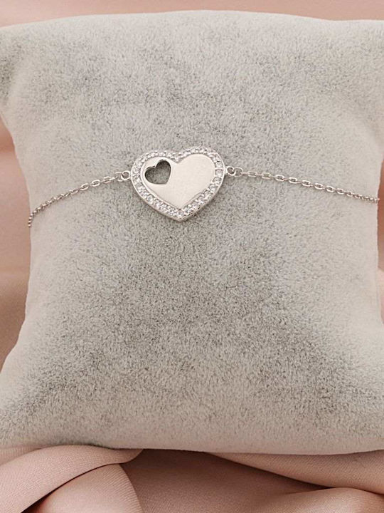 Sorelly Damentäuber Armband mit Herz-Design aus Silber 15,5 cm