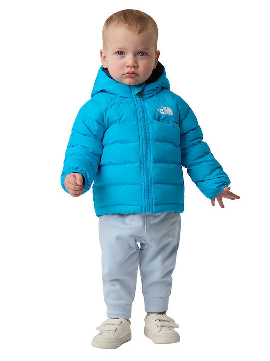 Waterproof Kids' Sports Jacket Double Sided with Hood Turquoise Reversible Perrito