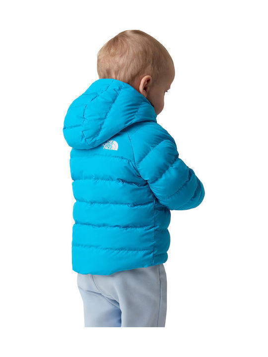 Waterproof Kids' Sports Jacket Double Sided with Hood Turquoise Reversible Perrito