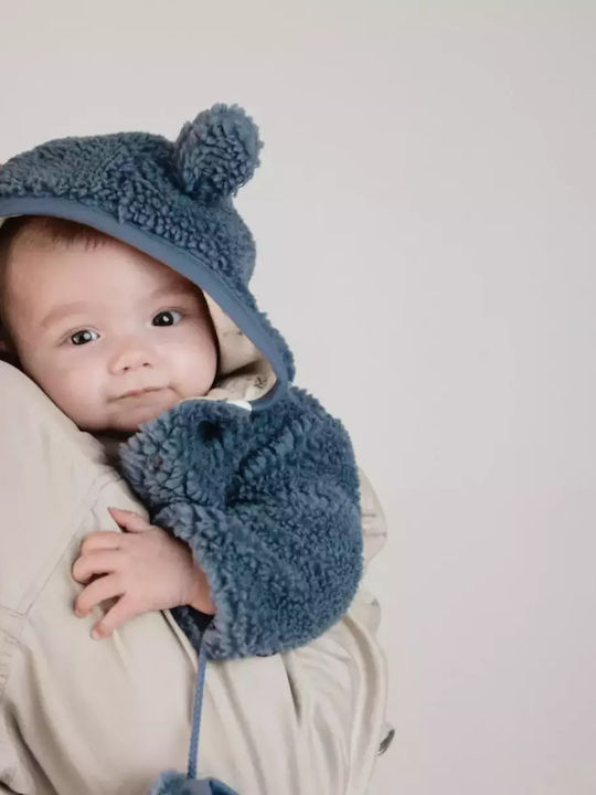 Παιδική Ζακέτα Βαμβακερή με Κουκούλα Stone Blue Teddy