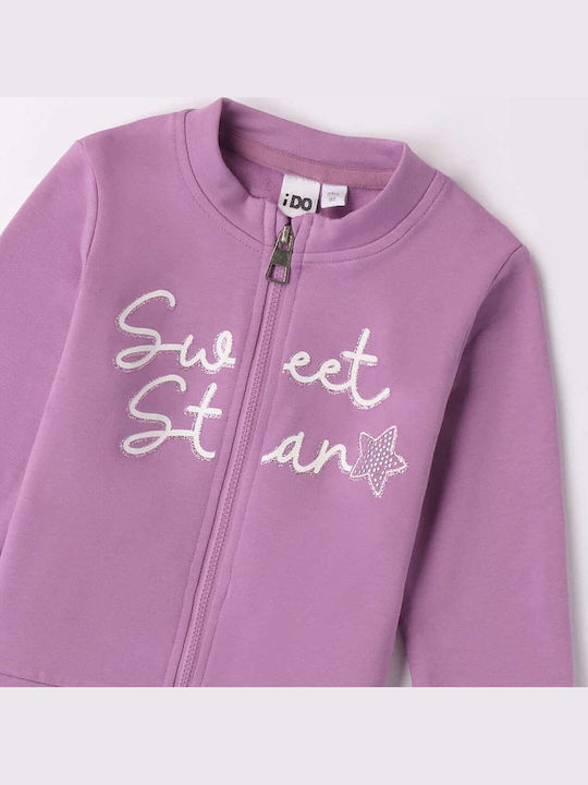 Fleece Kids Sweatshirt Cardigan Purple