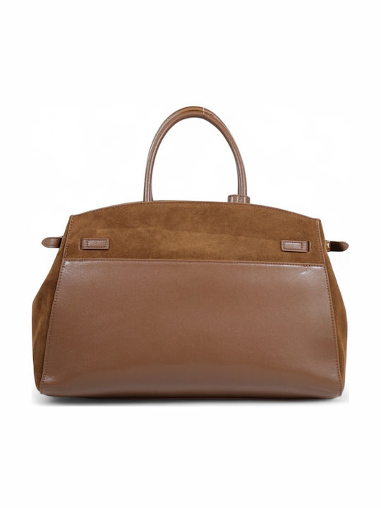 Leder Damen Tote Tasche Wildleder Tabac