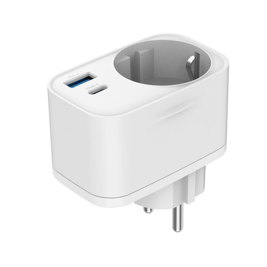Gembird Charger Without Cable with USB-A Port and USB-C Port 20W Power Delivery / Quick Charge 3.0 Whites (TA-ACPDQC20-01-W)