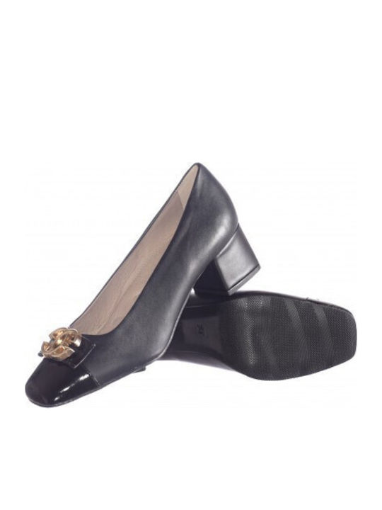 Leather Black Medium Heels
