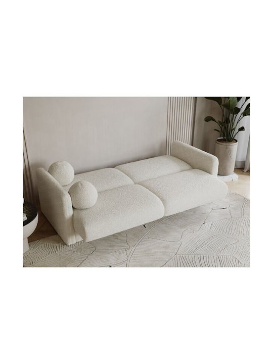 Bluefield 101 Three-Seater Couch Bed with Storage Space Cream 214x100x93 cm