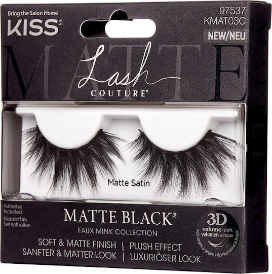 Kiss Faux Mink Self-Adhesive Βλεφαρίδες 3D Μαύρες