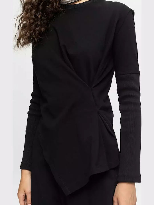 Women's Blouse Cotton Long Sleeve Black