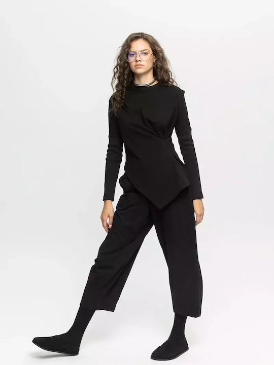 Women's Blouse Cotton Long Sleeve Black
