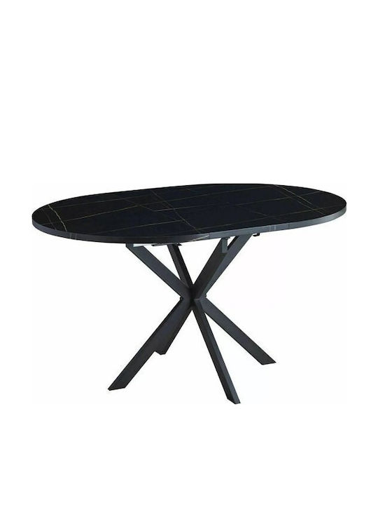 Detroit 115 Round Table Dining Room with Marble Surface Black, Black Marble 75x75cm
