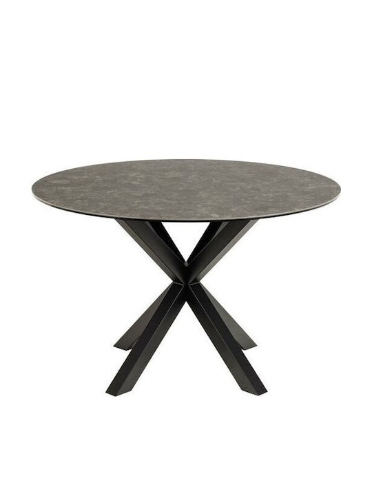 Norsica 780 Round Table Dining Room with Glass Surface Black, Black Marble 76x76cm