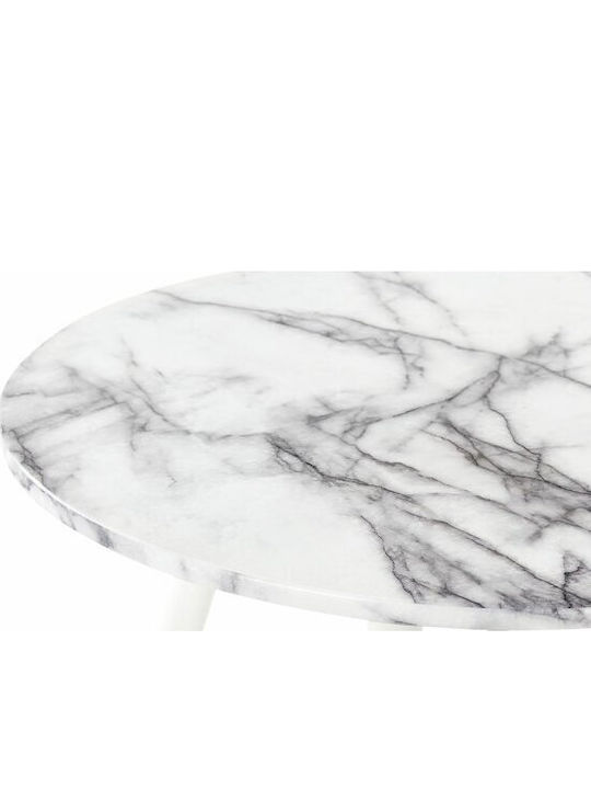 Berwyn 1471 Round Table Dining Room with Glass Surface White Marble, White 75x75cm