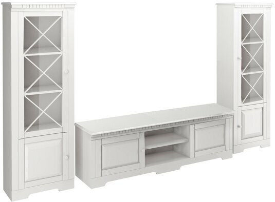 Wohnzimmer TV-Einheit Cavfelo 112 Weiß mit Vitrine